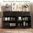 Bahut buffet moderne avec porte et tiroirs de rangement, table basse de 55 avec étagères
