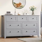GustoWave Modern 54 Wide Large 7 Drawer Dresser for Bedroom, Entryway, Hallway, Grey
