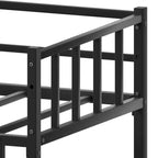 Lit superposé en métal de taille double avec échelle et toboggan pour chambre d'enfant, noir