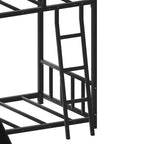 Lit superposé en métal de taille double avec échelle et toboggan pour chambre d'enfant, noir