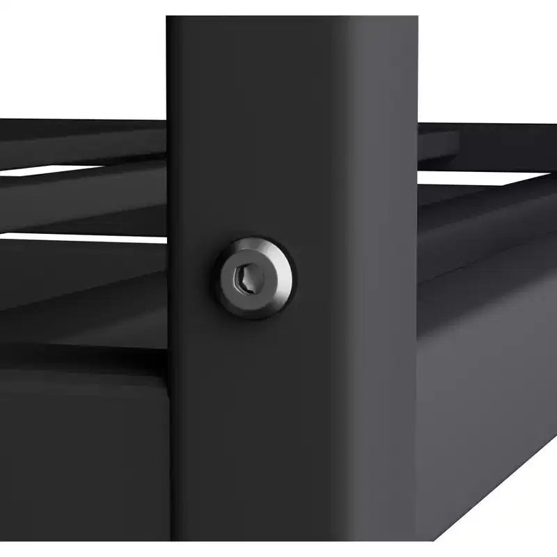 Lit superposé en métal de taille double avec échelle et toboggan pour chambre d'enfant, noir
