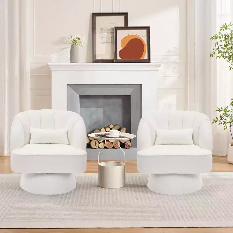 Fauteuil pivotant moderne à 360° avec revêtement en velours et dossier rayé, design élégant pour salon et chambre