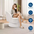 Fauteuil pivotant moderne à 360° avec revêtement en velours et dossier rayé, design élégant pour salon et chambre