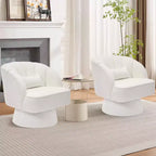 Fauteuil pivotant moderne à 360° avec revêtement en velours et dossier rayé, design élégant pour salon et chambre