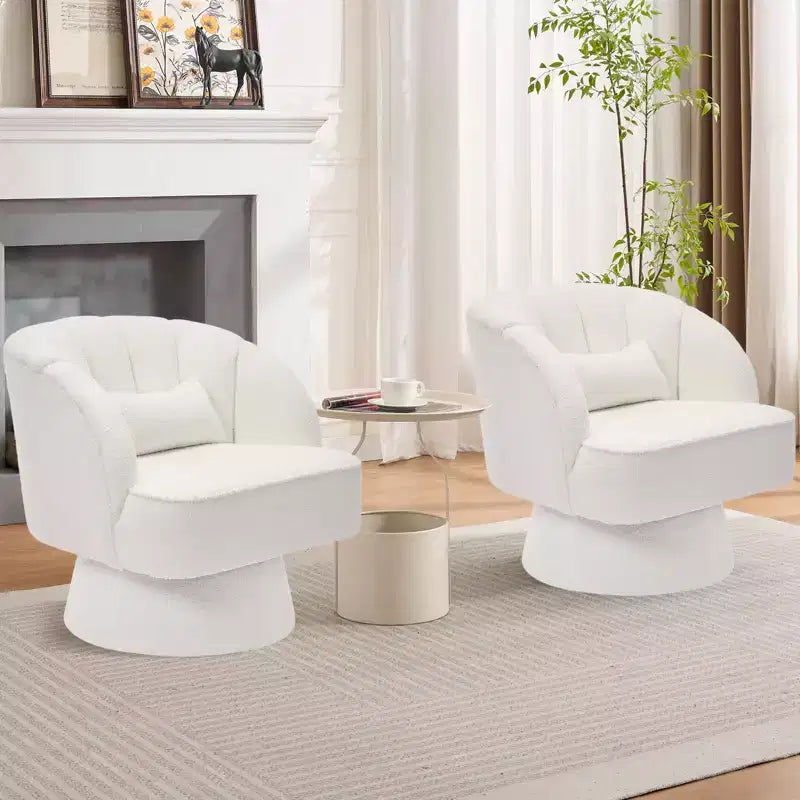 Fauteuil pivotant moderne à 360° avec revêtement en velours et dossier rayé, design élégant pour salon et chambre