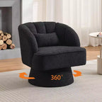 Fauteuil pivotant moderne à 360° avec revêtement en velours et dossier rayé, design élégant pour salon et chambre