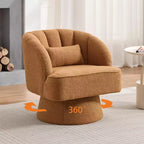 Fauteuil pivotant moderne à 360° avec revêtement en velours et dossier rayé, design élégant pour salon et chambre