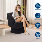 Fauteuil pivotant moderne à 360° avec revêtement en velours et dossier rayé, design élégant pour salon et chambre