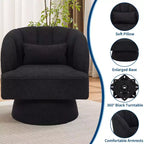 Fauteuil pivotant moderne à 360° avec revêtement en velours et dossier rayé, design élégant pour salon et chambre