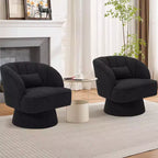 Fauteuil pivotant moderne à 360° avec revêtement en velours et dossier rayé, design élégant pour salon et chambre