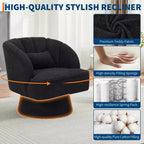 Fauteuil pivotant moderne à 360° avec revêtement en velours et dossier rayé, design élégant pour salon et chambre