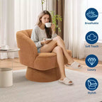 Fauteuil pivotant moderne à 360° avec revêtement en velours et dossier rayé, design élégant pour salon et chambre