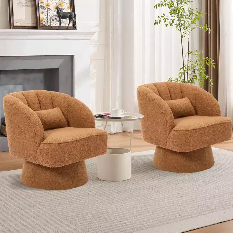 Fauteuil pivotant moderne à 360° avec revêtement en velours et dossier rayé, design élégant pour salon et chambre