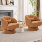 Fauteuil pivotant moderne à 360° avec revêtement en velours et dossier rayé, design élégant pour salon et chambre