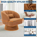 Fauteuil pivotant moderne à 360° avec revêtement en velours et dossier rayé, design élégant pour salon et chambre