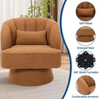 Fauteuil pivotant moderne à 360° avec revêtement en velours et dossier rayé, design élégant pour salon et chambre