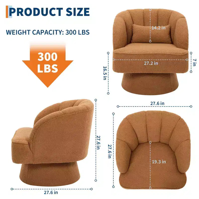 Fauteuil pivotant moderne à 360° avec revêtement en velours et dossier rayé, design élégant pour salon et chambre