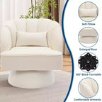 Fauteuil pivotant moderne à 360° avec revêtement en velours et dossier rayé, design élégant pour salon et chambre