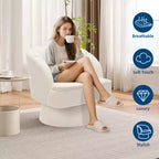 Fauteuil pivotant moderne à 360° avec revêtement en velours et dossier rayé, design élégant pour salon et chambre