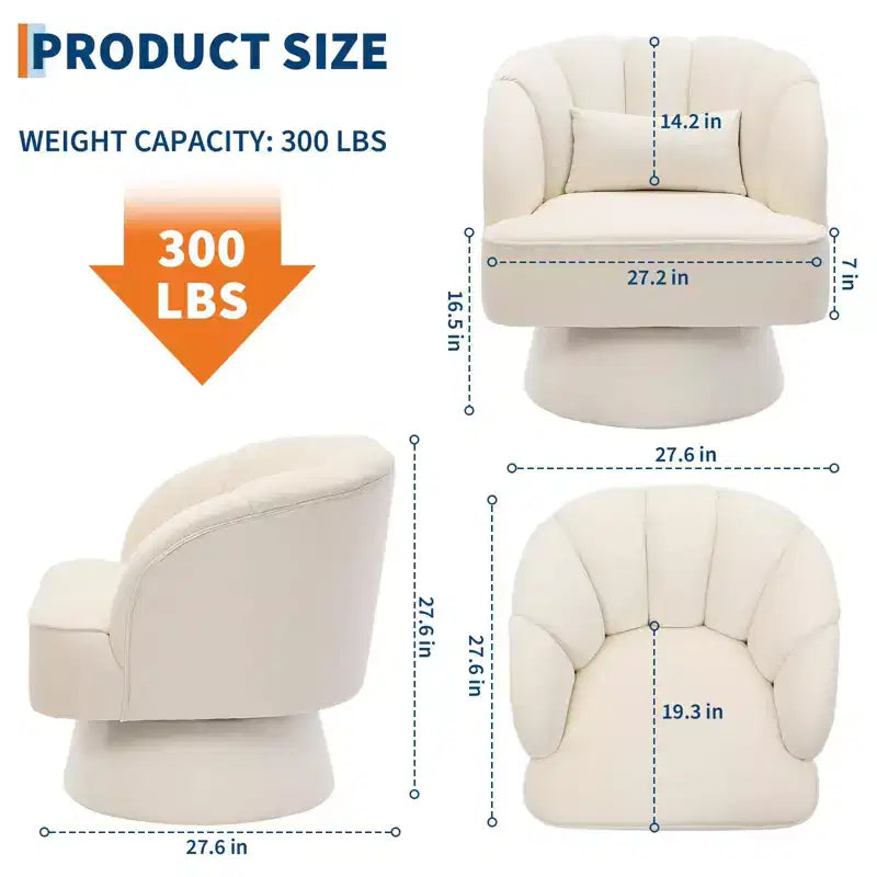 Fauteuil pivotant moderne à 360° avec revêtement en velours et dossier rayé, design élégant pour salon et chambre