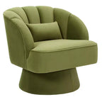 Fauteuil pivotant moderne à 360° avec revêtement en velours et dossier rayé, design élégant pour salon et chambre