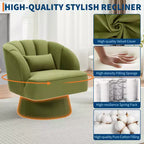 Fauteuil pivotant moderne à 360° avec revêtement en velours et dossier rayé, design élégant pour salon et chambre