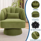 Fauteuil pivotant moderne à 360° avec revêtement en velours et dossier rayé, design élégant pour salon et chambre