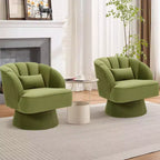 Fauteuil pivotant moderne à 360° avec revêtement en velours et dossier rayé, design élégant pour salon et chambre