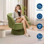 Fauteuil pivotant moderne à 360° avec revêtement en velours et dossier rayé, design élégant pour salon et chambre