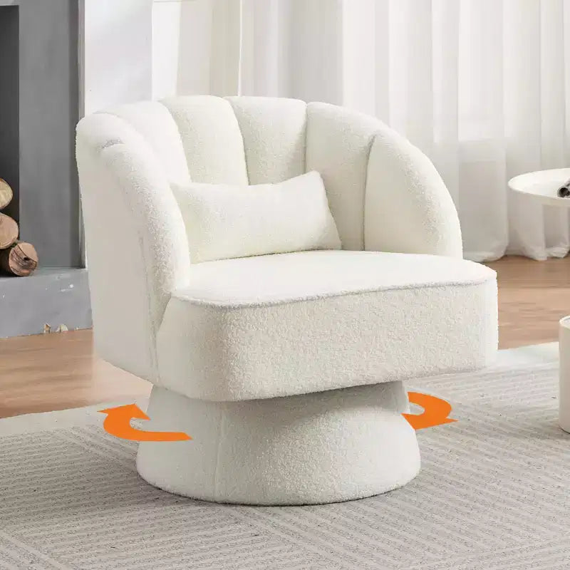 Fauteuil pivotant moderne à 360° avec revêtement en velours et dossier rayé, design élégant pour salon et chambre