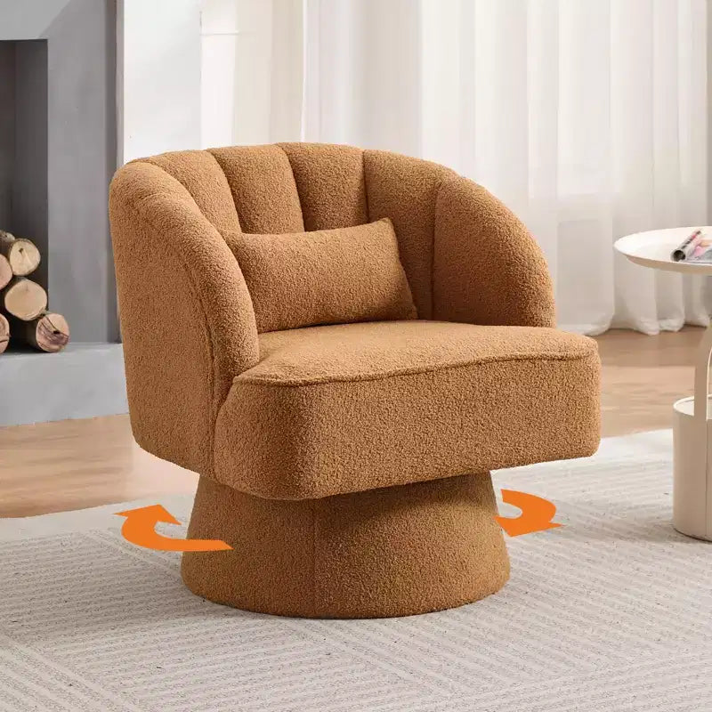 Fauteuil pivotant moderne à 360° avec revêtement en velours et dossier rayé, design élégant pour salon et chambre