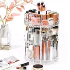 Makeup Organizer, 360 Degree Rotating Cosmetic Storage Organizer, 7-Layer Adjustable Makeup Display Case, Fits Jewelry Makeup Brushes and Lipsticks