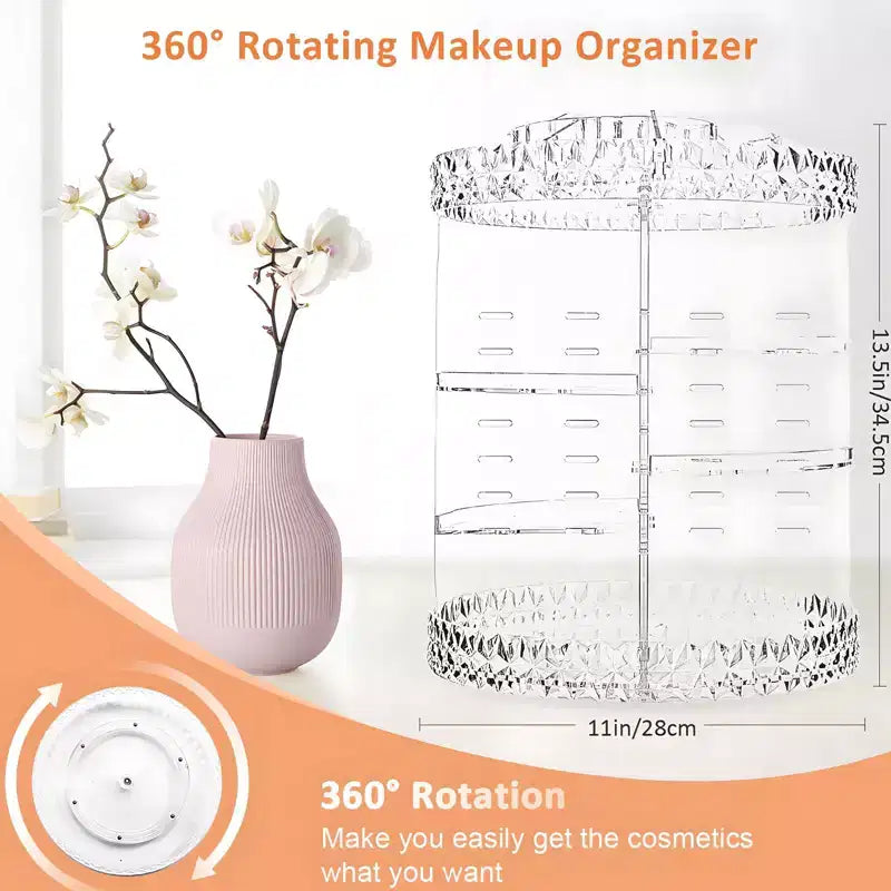 Organisateur de Maquillage Rotatif à 360 Degrés, Boîte de Rangement Cosmétique Ajustable à 7 Niveaux, Idéal pour Bijoux, Pinceaux de Maquillage et Rouges à Lèvres