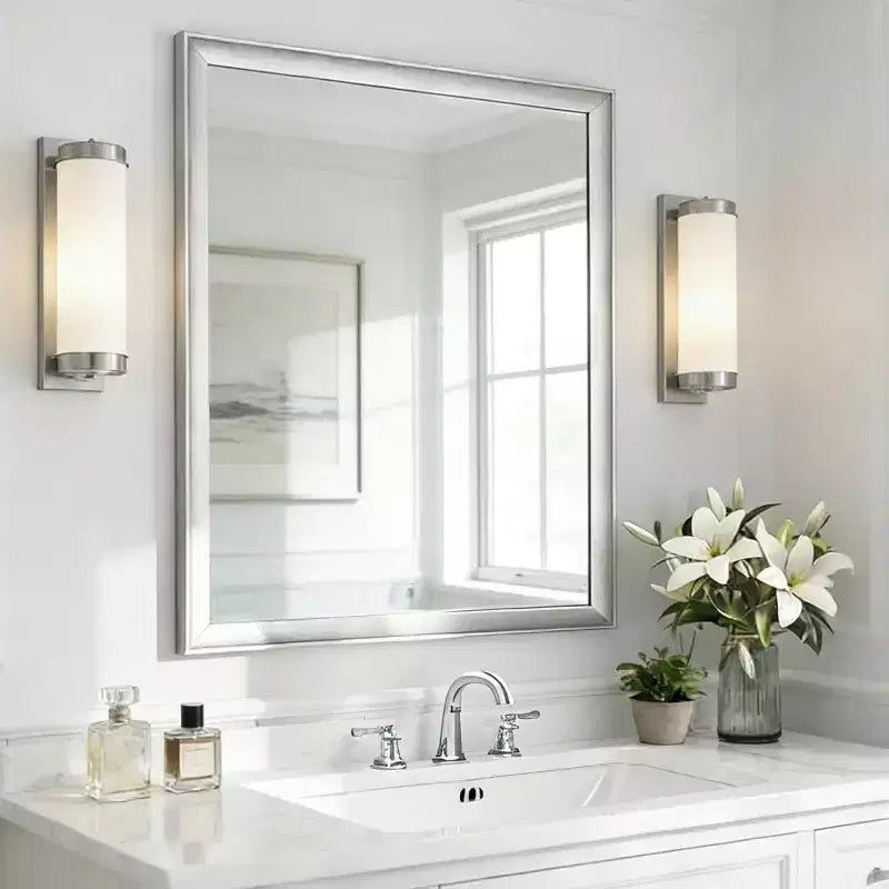 Miroir de courtoisie 30x40 pour salle de bain, miroir rectangulaire, antirouille, montage mural vertical ou horizontal, moderne, au-dessus de l'évier, cadre en aluminium