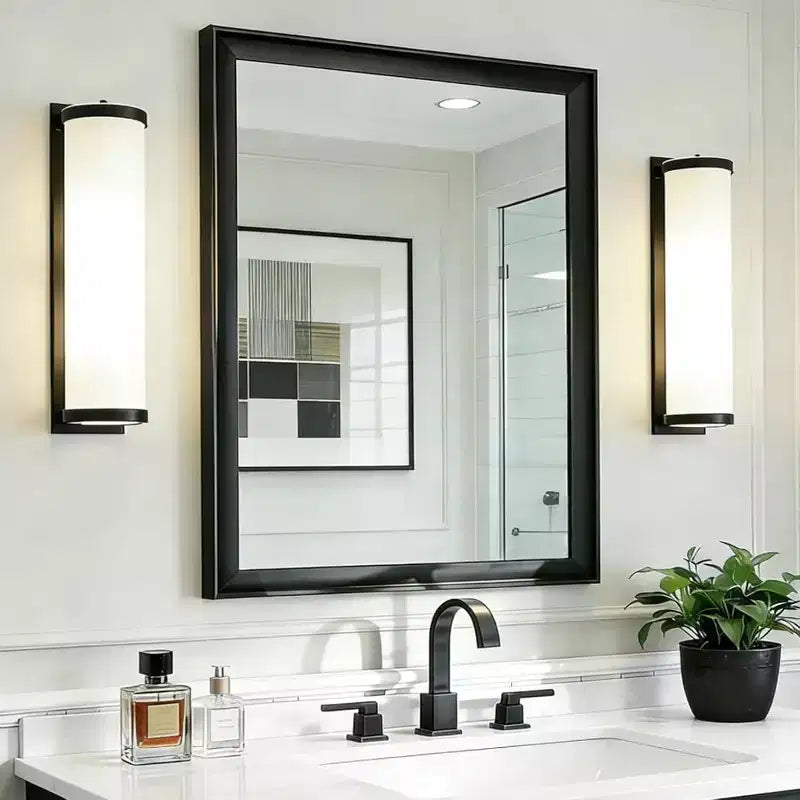 Miroir de courtoisie 30x40 pour salle de bain, miroir rectangulaire, antirouille, montage mural vertical ou horizontal, moderne, au-dessus de l'évier, cadre en aluminium