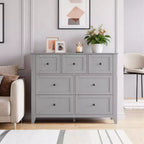 Modern 7-Drawer Dresser  Wood Organizer with Round Handles, Deep Drawers for Ample Storage, for Bedroom, Living Room, or Entryway