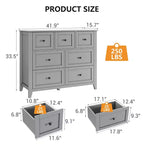 Commode moderne à 7 tiroirs en bois avec poignées rondes, tiroirs profonds pour un grand espace de rangement, pour chambre à coucher, salon ou entrée