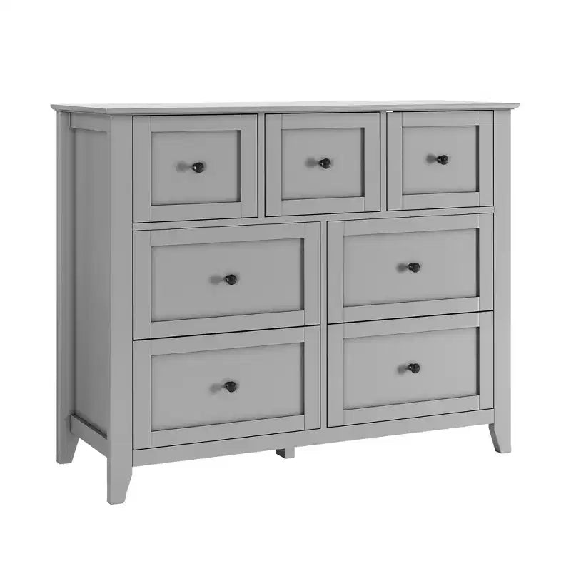 Commode moderne à 7 tiroirs en bois avec poignées rondes, tiroirs profonds pour un grand espace de rangement, pour chambre à coucher, salon ou entrée