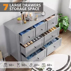 Commode moderne à 7 tiroirs en bois avec poignées rondes, tiroirs profonds pour un grand espace de rangement, pour chambre à coucher, salon ou entrée