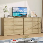 Commode en bois à 8 tiroirs, armoire haute et moderne avec rangement profond, commodes en bois du milieu du siècle avec plateau large pour chambre à coucher, salon