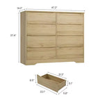 Commode en bois à 8 tiroirs, armoire haute et moderne avec rangement profond, commodes en bois du milieu du siècle avec plateau large pour chambre à coucher, salon