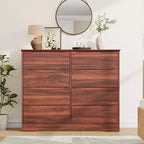 Wooden Dresser with 8 Drawers, Tall Modern Closet with Deep Storage,Wood Mid Century Dressers with Wide Top for Bedroom, Living Room