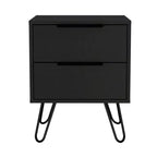 HomeRoots 22 Black Wood Two Drawer Nightstand
