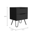 Table de chevet noire à deux tiroirs en bois 22