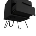 Table de chevet noire à deux tiroirs en bois 22