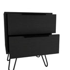 Table de chevet noire à deux tiroirs en bois 22