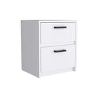 HomeRoots 19 White Wood Two Drawer Nightstand