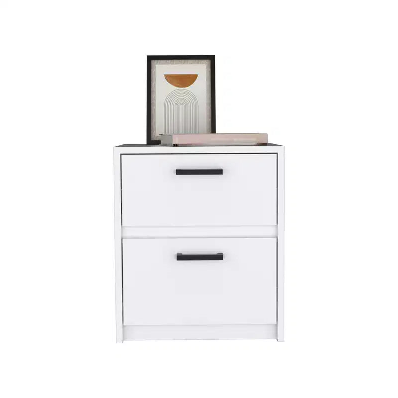 Table de chevet à deux tiroirs White Wood 19